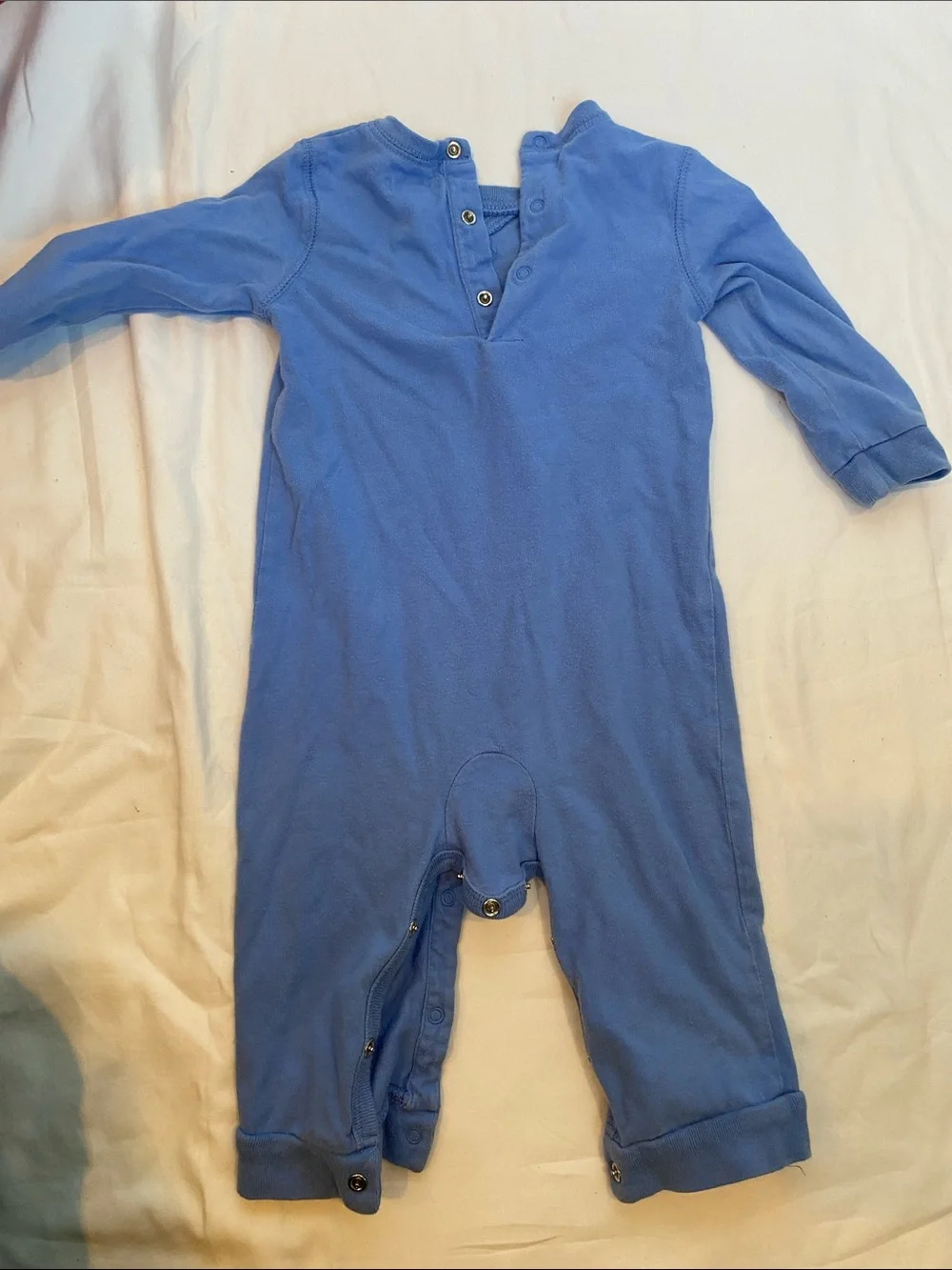 Ralph Lauren Light Blue Long-Sleeve Baby One-Piece with Red RL Patch